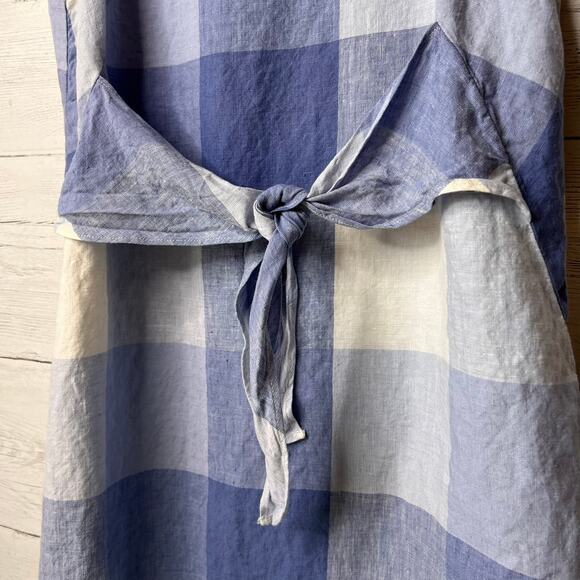 J Jill Dress Womens Size XS Blue & White Love Linen Gingham 100% Linen Tie - Picture 6 of 16